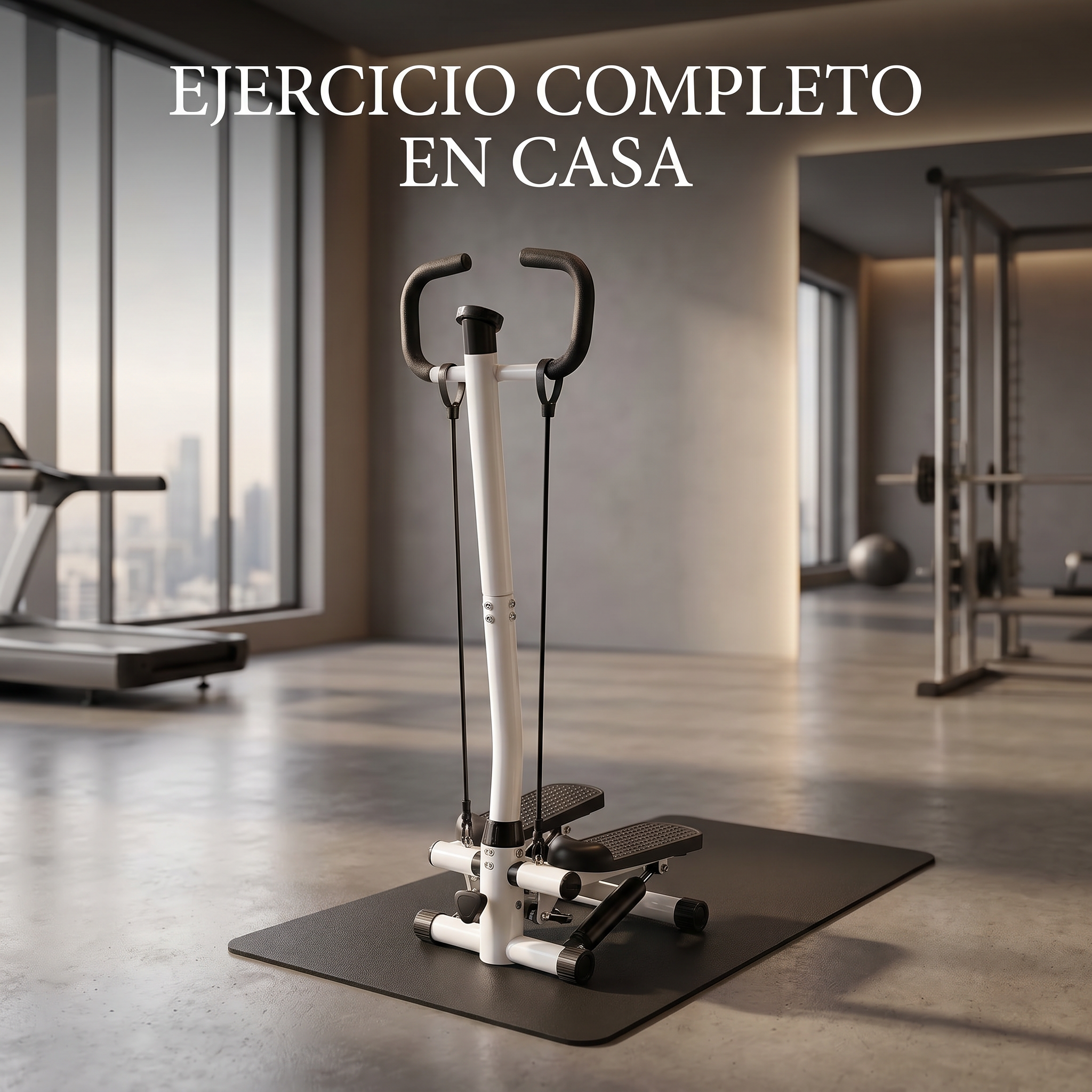 Mini escaladora compacta con bandas de resistencia y manillar: equipo de fitness versátil para todo el cuerpo, ideal para entrenamientos en casa, capacidad de 100 kg (220 lbs).