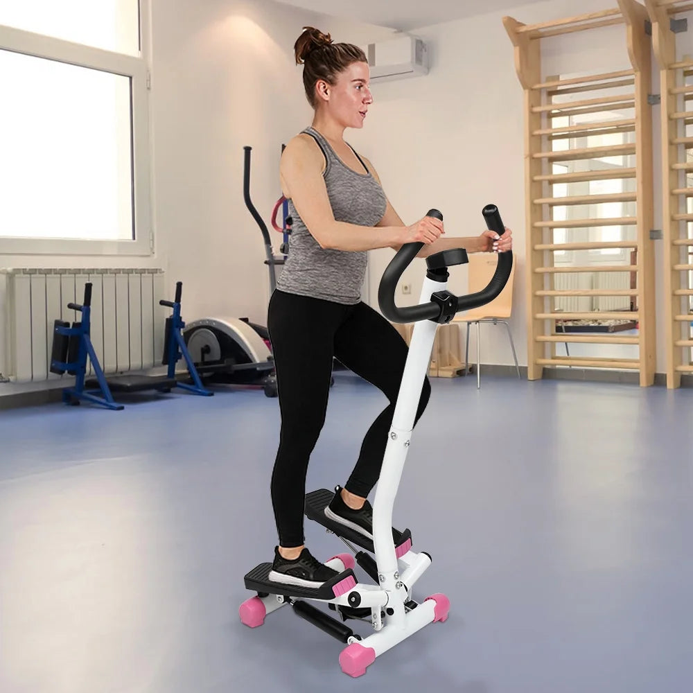 Compact Pink Mini Aerobic Stepper with Handle - Perfect Stair Climber Fitness Machine
