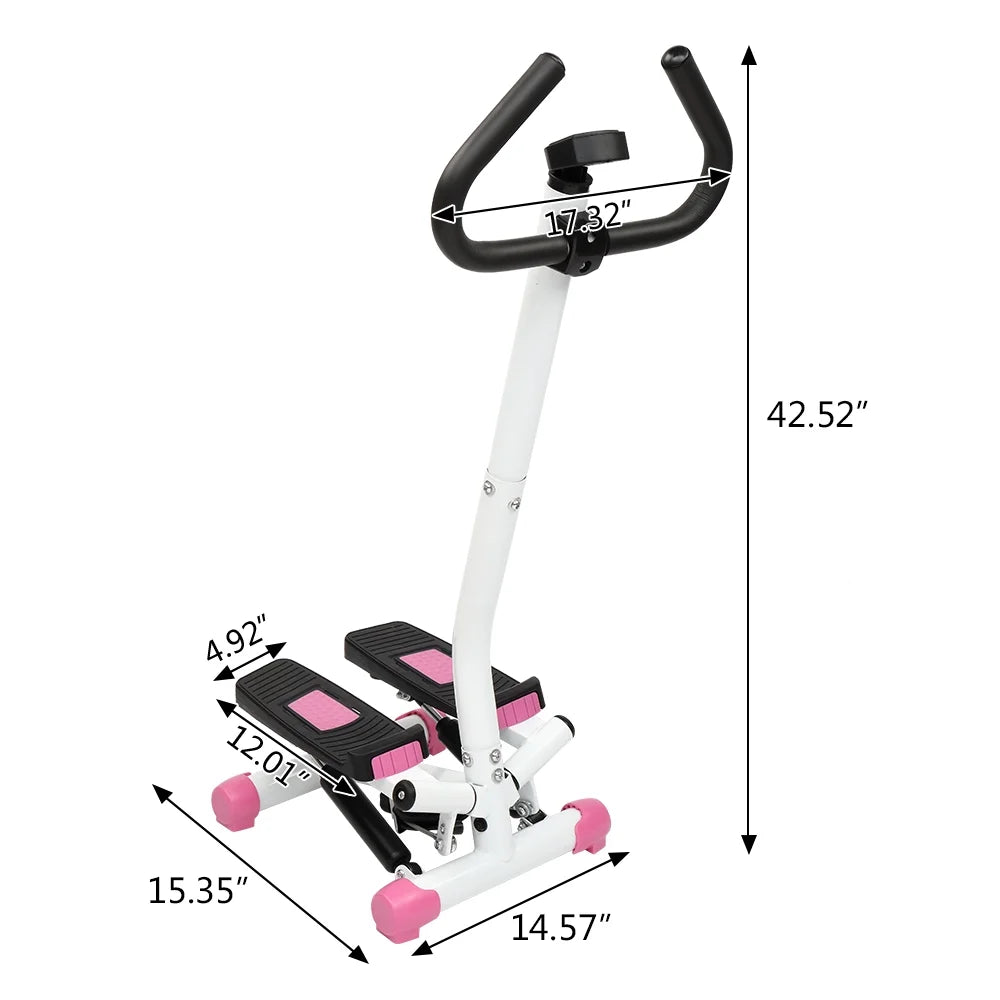 Compact Pink Mini Aerobic Stepper with Handle - Perfect Stair Climber Fitness Machine