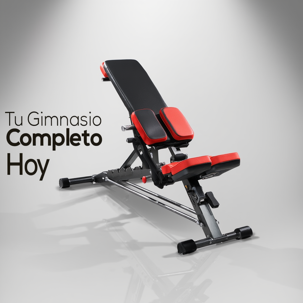 Banco de pesas multifuncional todo en uno para un entrenamiento corporal completo: extensión de espalda, silla romana, abdominales ajustables, inclinación/declinación y banco plano.
