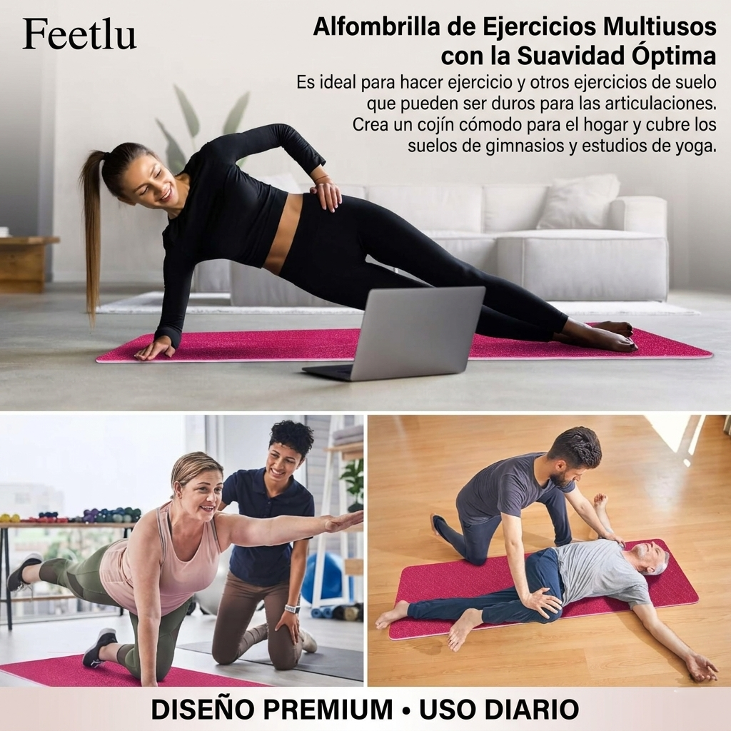 Esterilla de yoga extragruesa con correa - 10 mm (2/5 pulgadas), antideslizante, para yoga, pilates y ejercicios de suelo.