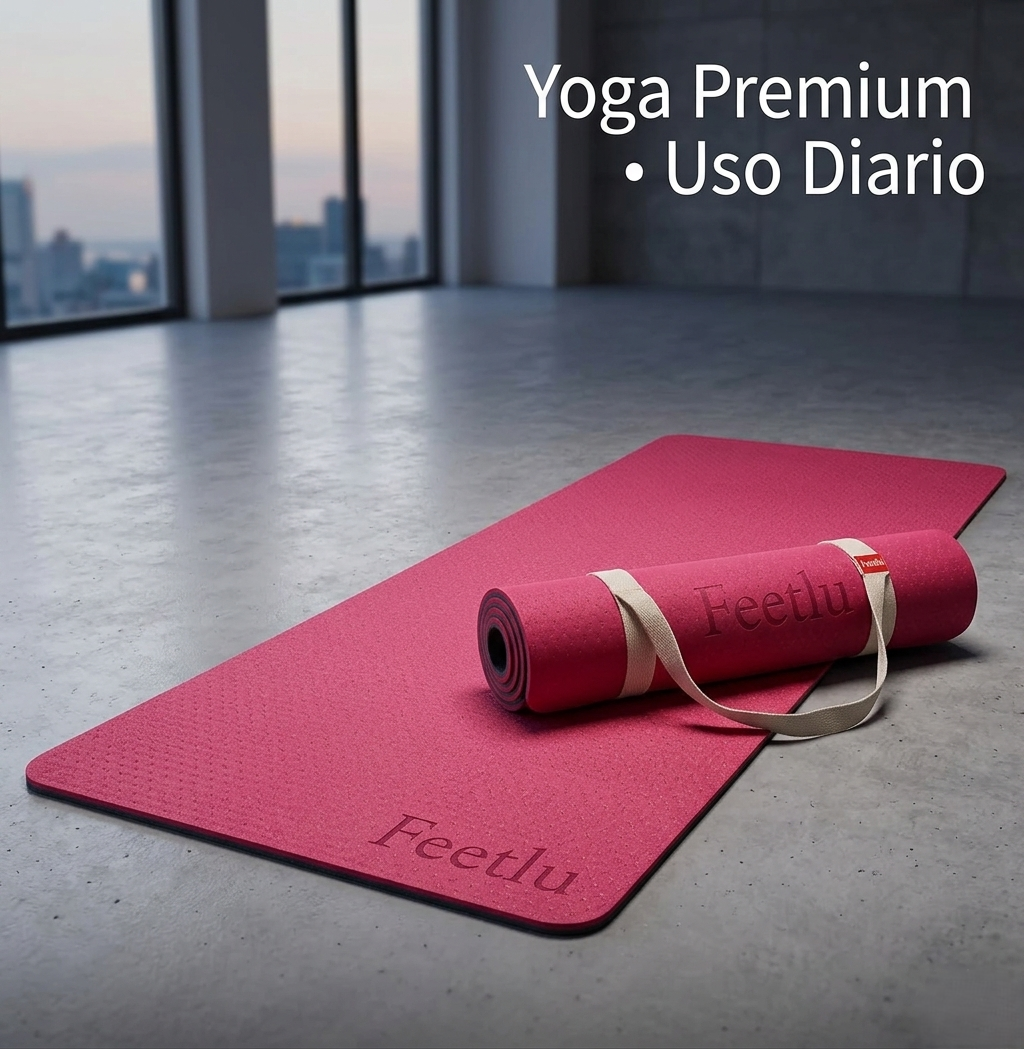 Esterilla de yoga extragruesa con correa - 10 mm (2/5 pulgadas), antideslizante, para yoga, pilates y ejercicios de suelo.
