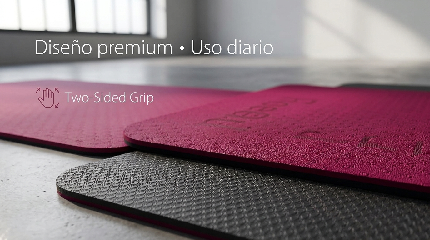 Esterilla de yoga extragruesa con correa - 10 mm (2/5 pulgadas), antideslizante, para yoga, pilates y ejercicios de suelo.