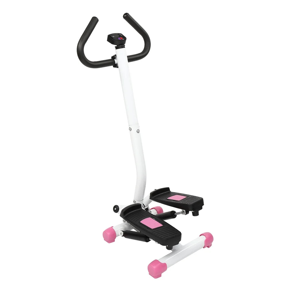 Compact Pink Mini Aerobic Stepper with Handle - Perfect Stair Climber Fitness Machine