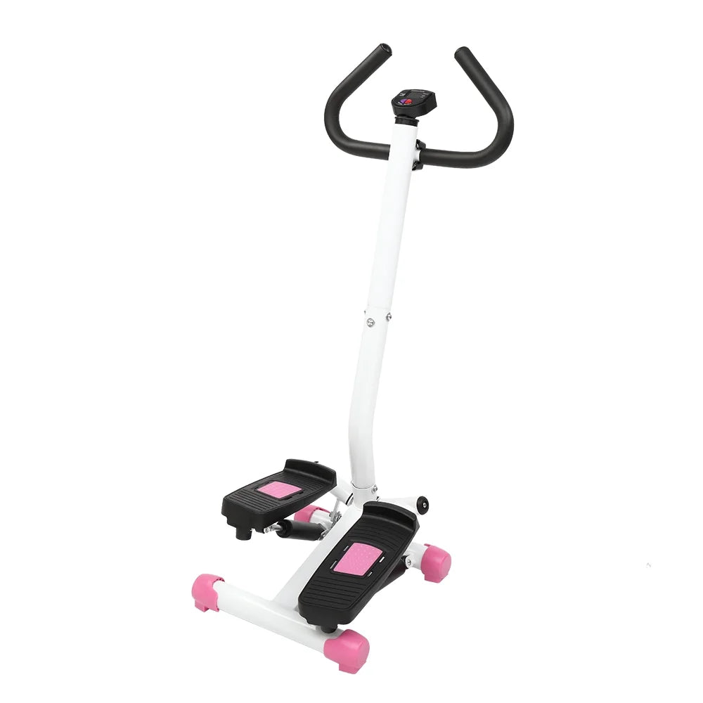 Compact Pink Mini Aerobic Stepper with Handle - Perfect Stair Climber Fitness Machine