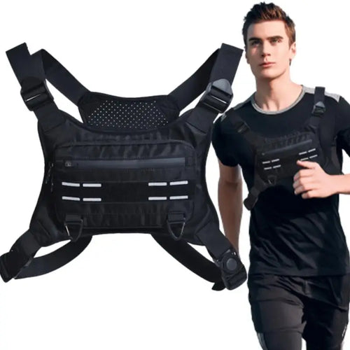 Adjustable Reflective Running Chest Bag with Phone Holder - Breathable Cycling Vest for Ultimate Comfort and Performance