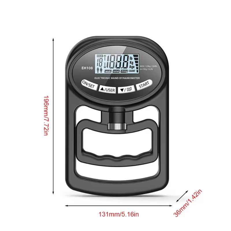Digital Hand Dynamometer - 265Lbs/120Kg Grip Strength Tester for Men and Women with USB & LCD Screen