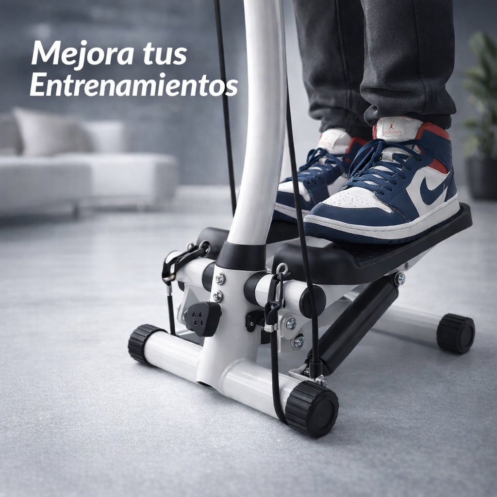 Mini escaladora compacta con bandas de resistencia y manillar: equipo de fitness versátil para todo el cuerpo, ideal para entrenamientos en casa, capacidad de 100 kg (220 lbs).